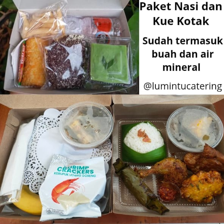 Paket Nasi Kotak dan Kue kotak 67.000 by Lumintu catering - utama