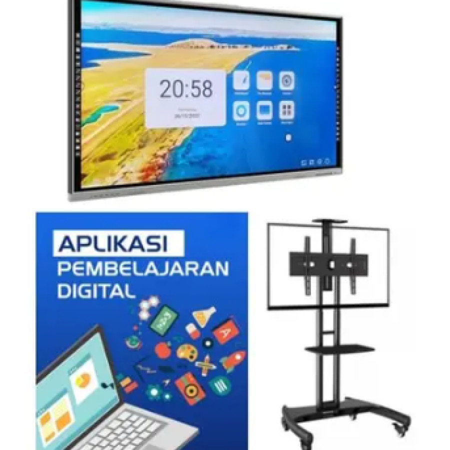 Paket Sekolah ICEBOARD Digital SD, SMP, SMA, Madrasah 65 Inch (IFP + Softwa