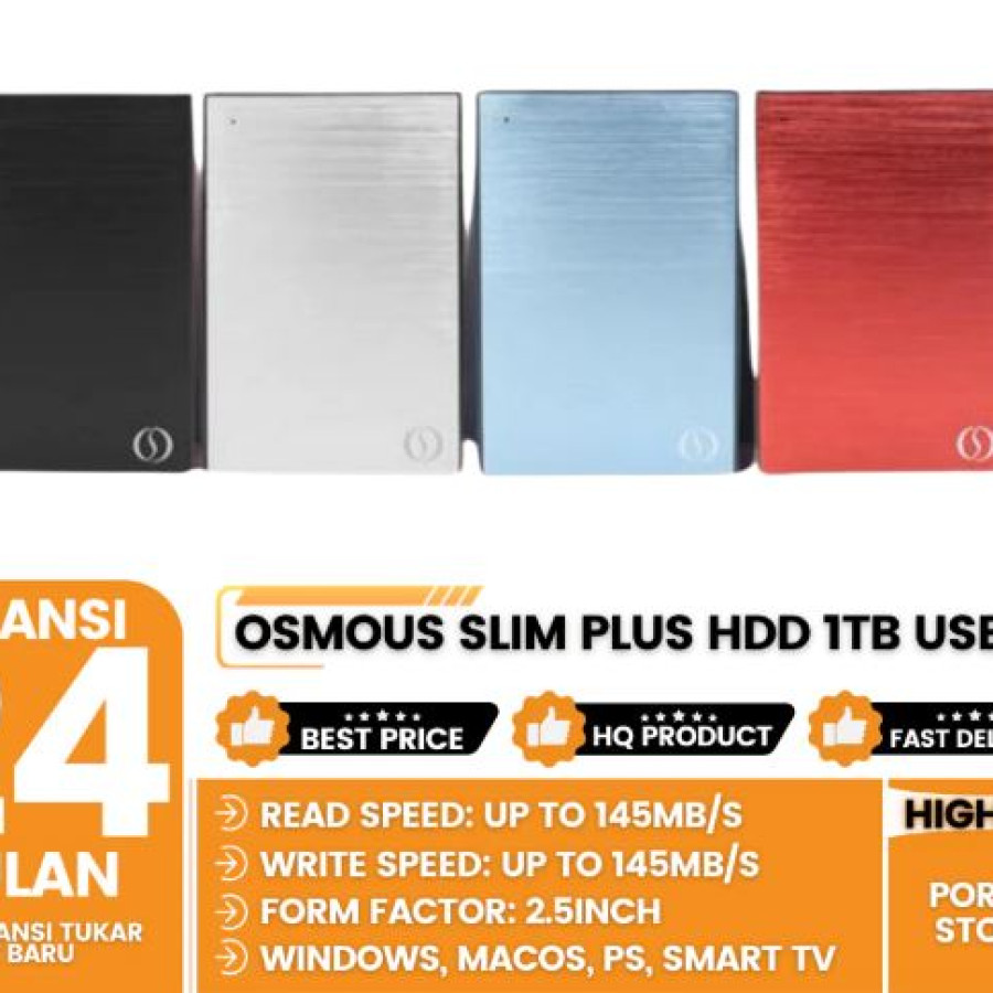 Osmous Slim Plus Hardisk HDD External 1TB USB 3.0 Portable Storage - utama