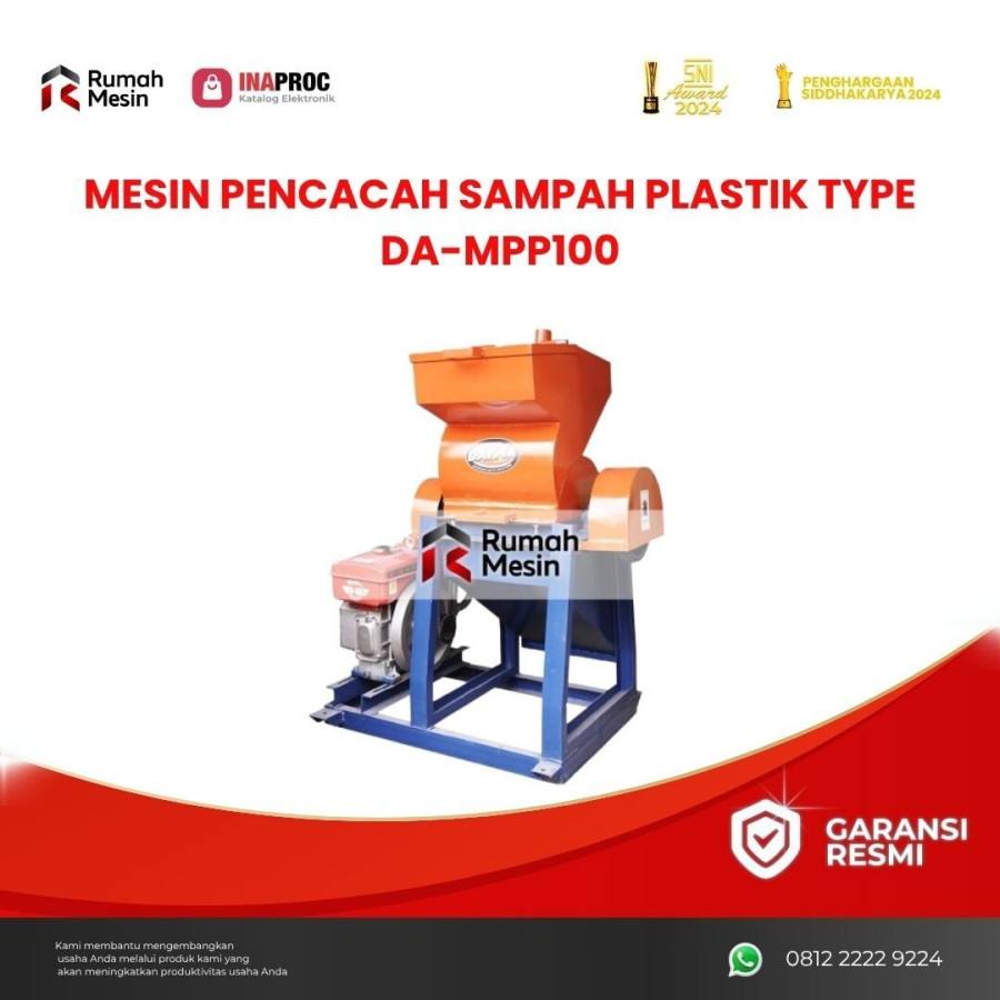 MESIN PENCACAH SAMPAH PLASTIK TYPE DA-MPP100 - depan