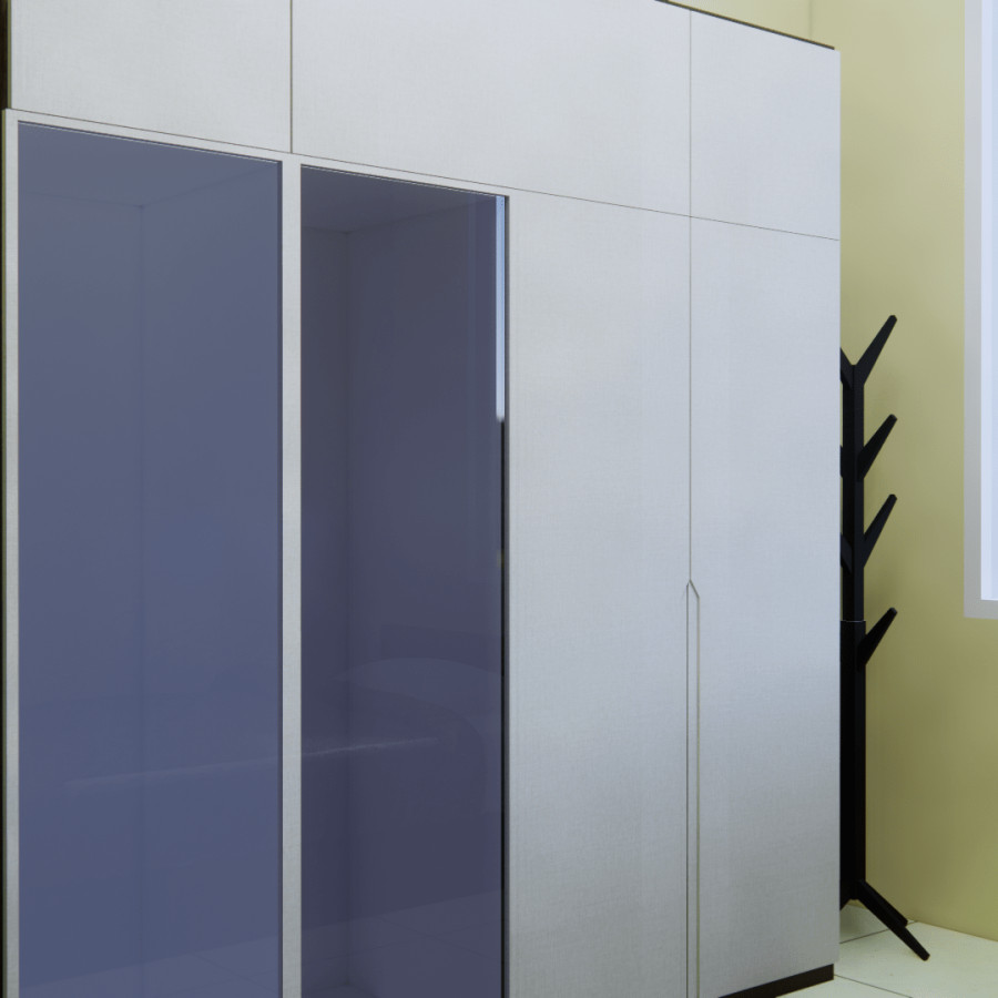 Lemari Baju HPL Kombinasi Pintu Kaca - detail