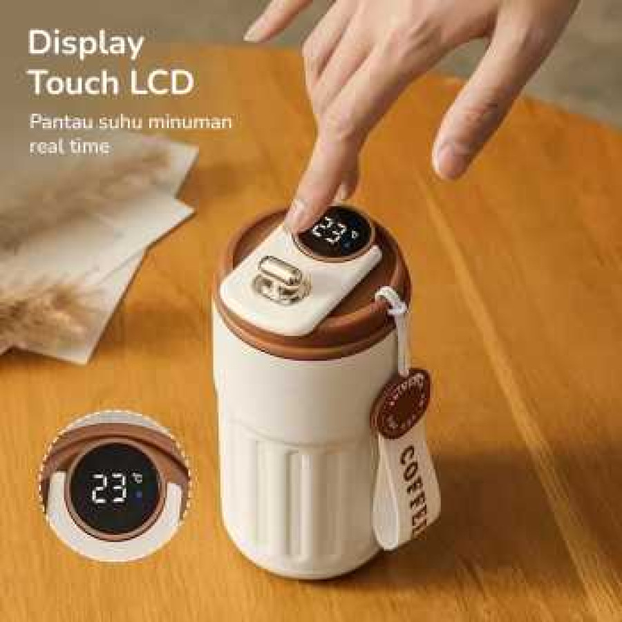 Muloo Botol Minum Tumbler Smart Display Stainless Steel 400ml - M45 - White - depan