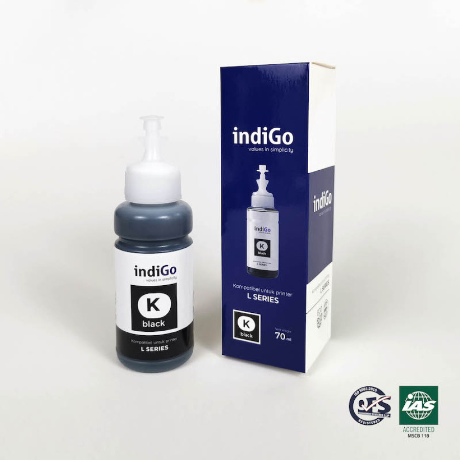 Tinta Compatible indiGo L Series Hitam setara EPSON T664 T673 Hitam