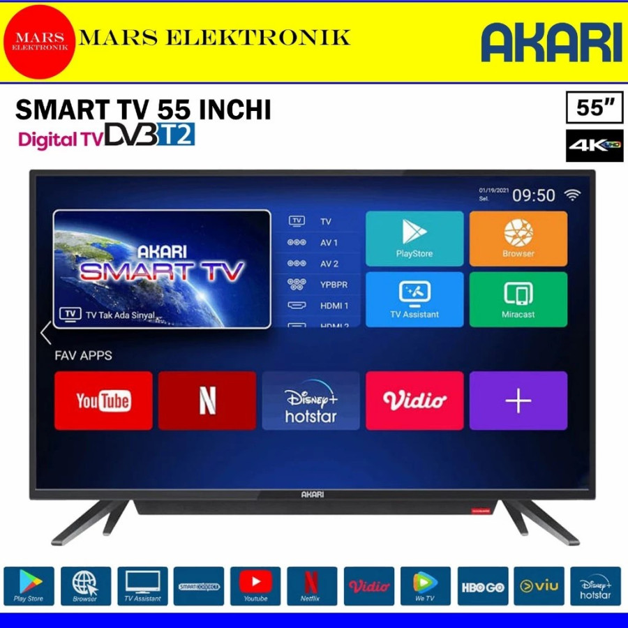 LED TV AKARI AT-5550B Android Smart TV 50 Inch With Bluetooth - utama