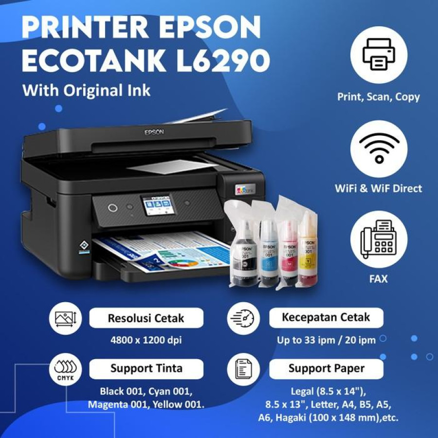 Printer Epson L6290 Duplex Wireless Print Copy Scan All in One - depan
