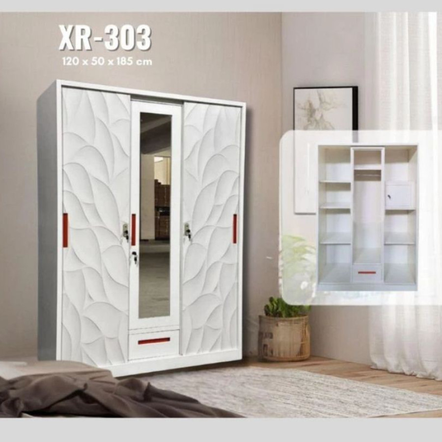 Lemari Pakaian Besi Sliding Swing 303