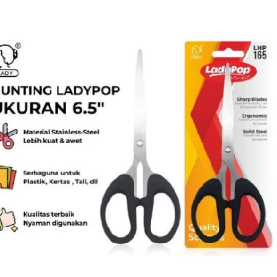 ATK Gunting Kertas Size Sedang Medium Tanggung 6.5" Inch 838 165 Stainless - utama