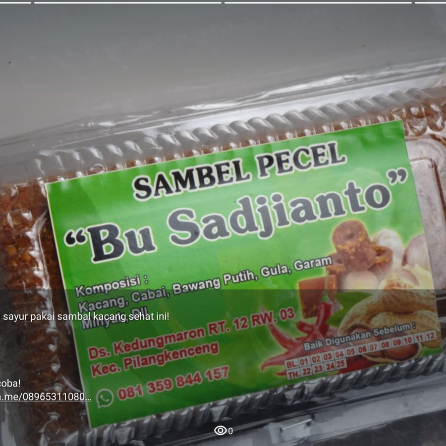 Sambal Kacang pecel sadjinem Yaya Berkah - depan