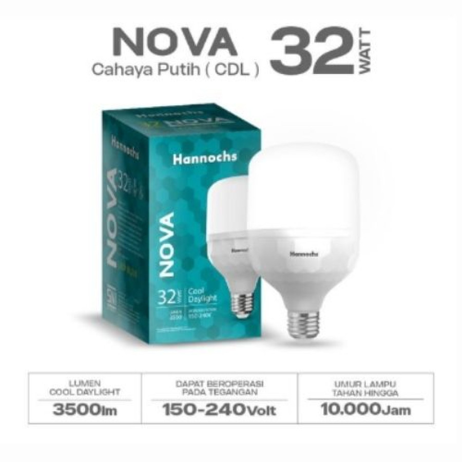 Lampu Bohlam Hannochs LED Nova 32W Cahaya Putih Model Kapsul