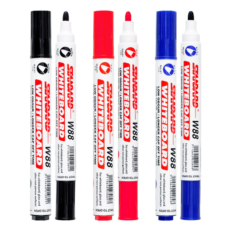 Spidol Whiteboard Marker STANDARD W-88 Bisa Dihapus Merah - depan