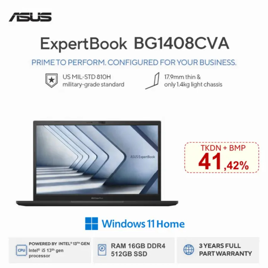 ASUS ExpertBook BG1408CVA-EB5150W (i5/16GB/512GB SSD/Win 11 Home)