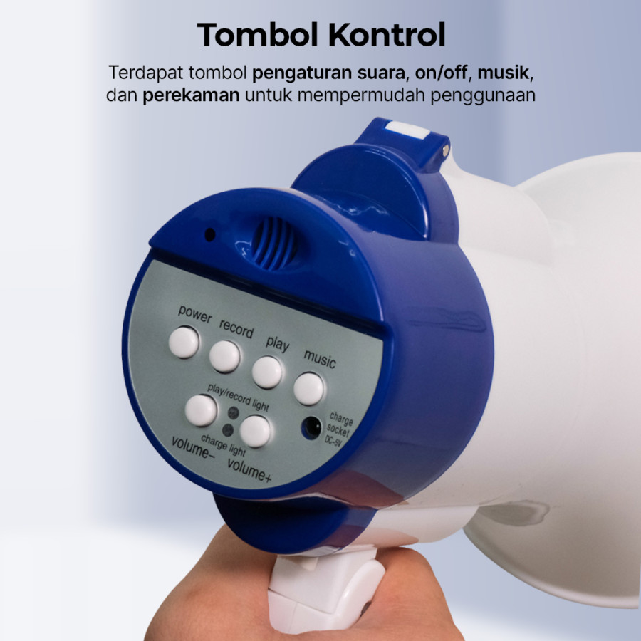 Pengeras Suara Megaphone dengan Fungsi Rekaman - 518 - White - samping
