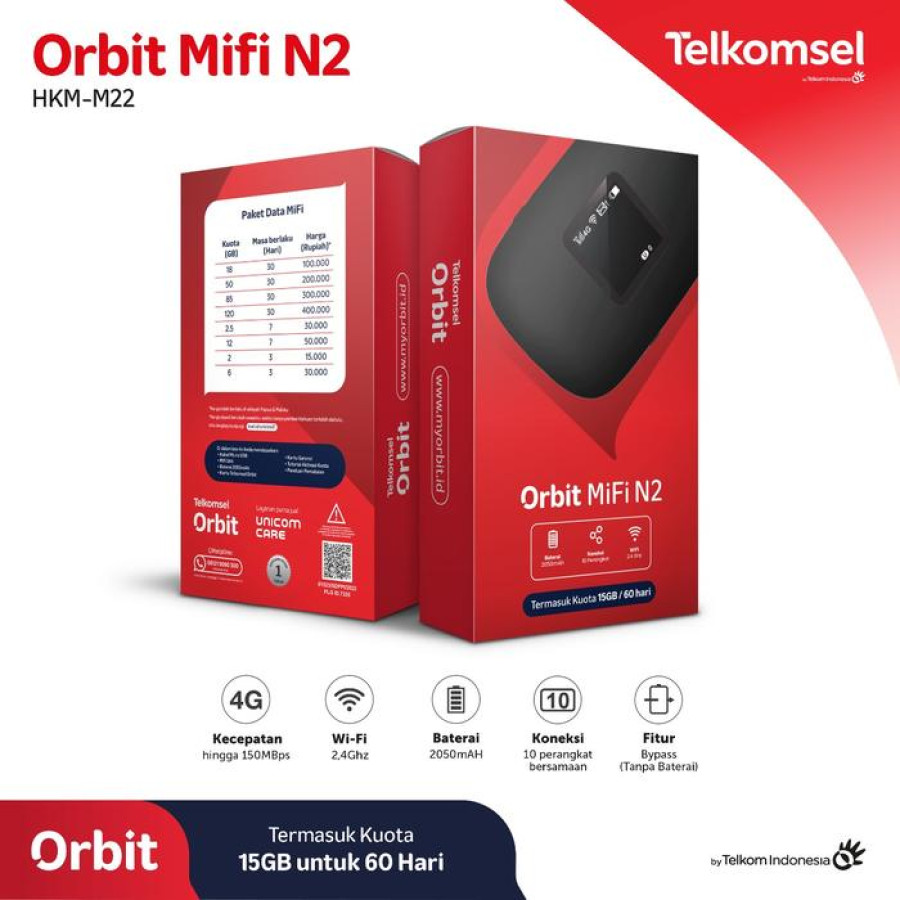 Telkomsel Orbit Mifi M22-N2 Portable Modem Wifi 4G - utama