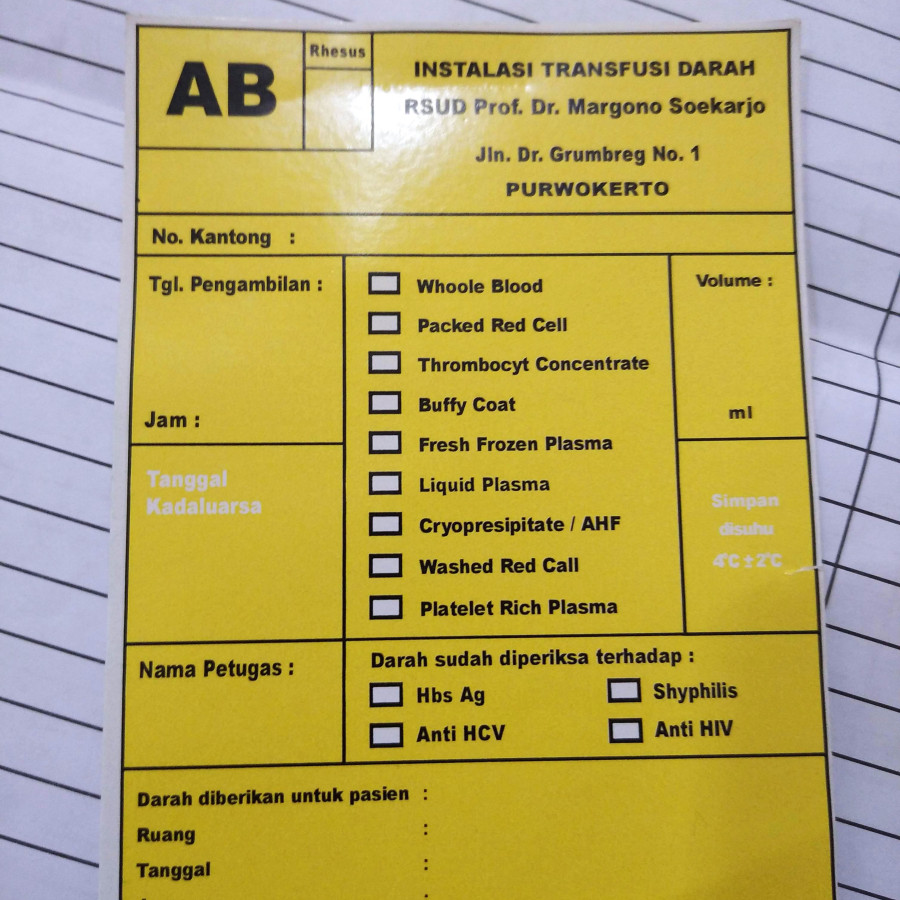 Kartu Donor Darah AB